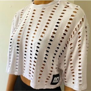 White breathable cropped top with holes from Ivy Park, size L